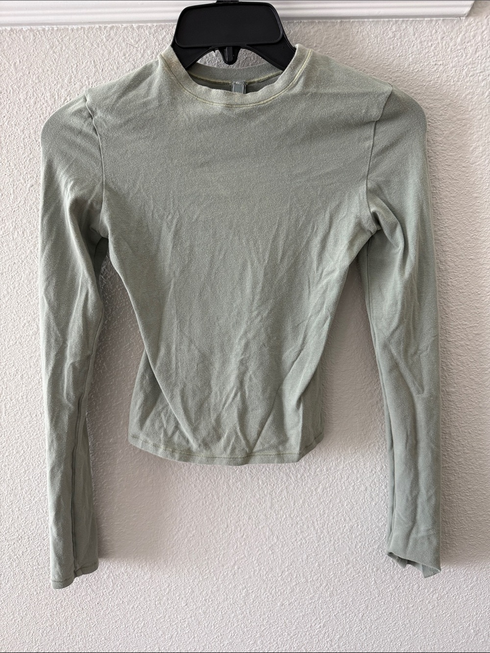 Skims Long Sleeve Crewneck Top in Sage Green